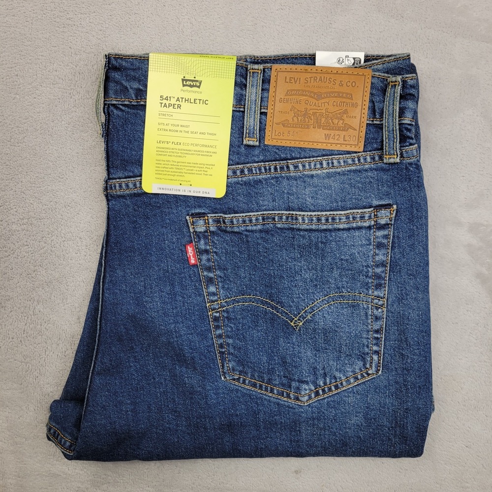Levis 541 Jeans Men 42x30 Athletic Taper Stretch Pant New‎ Tags Roomy Flex Big E
